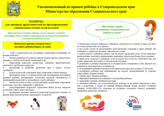 ПАМЯТКА для законных представителей по предупреждению самовольных уходов детей из семей ПАМЯТКА для законных представителей по предупреждению самовольных уходов детей из семей.